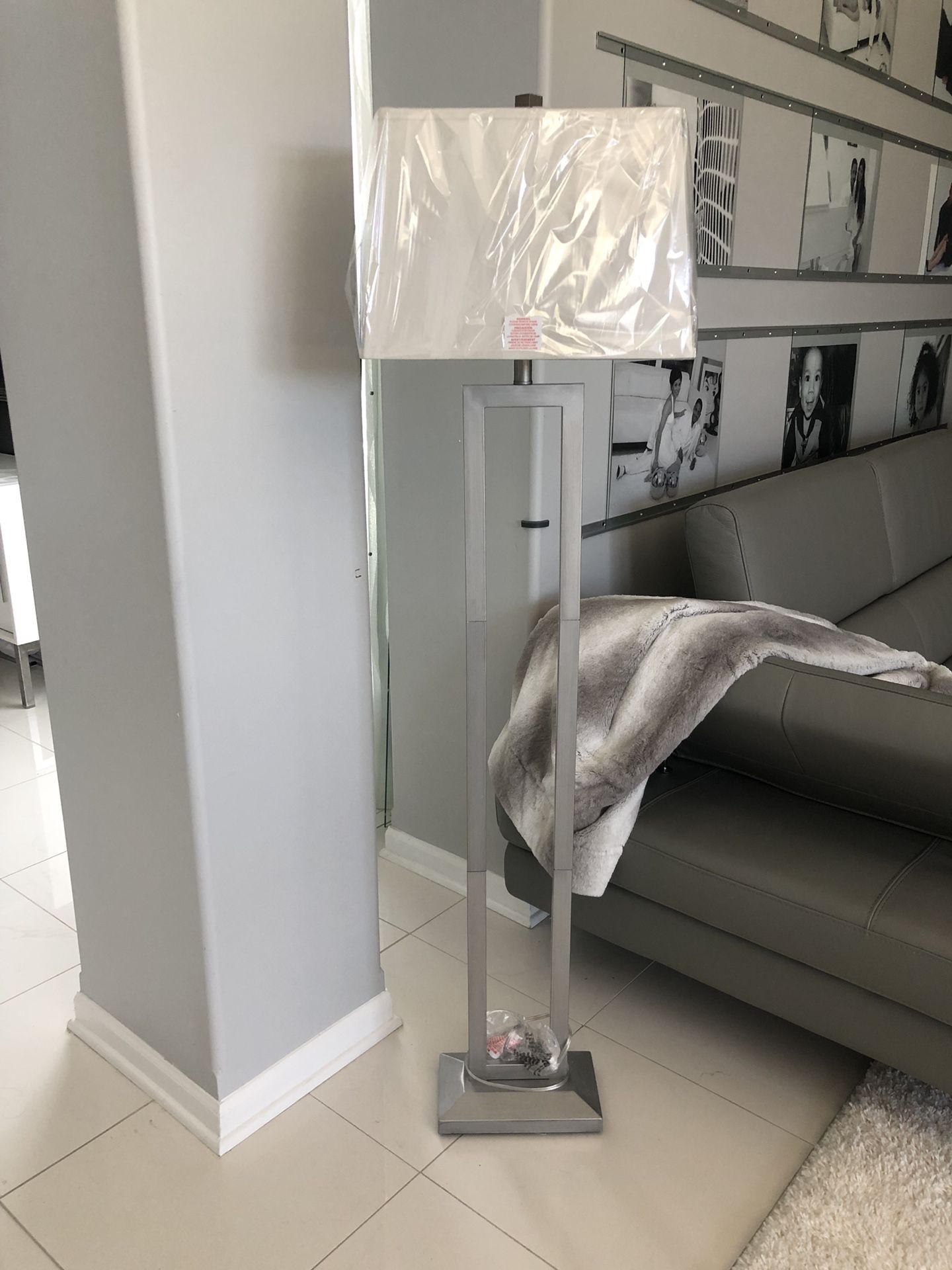 Beautiful 60” Floor Lamp with Very Sleek Silver Brushed Base - NEW! Shippable 📦