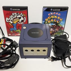 Nintendo GameCube Console Indigo Tested Power & AV Cables NO Controller or Games
