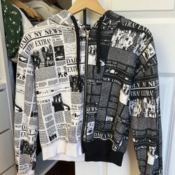 Black&White Wallpaper Zip up Hoodie S