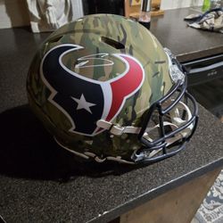 Signed Houston Texan Camouflage Football Helmet