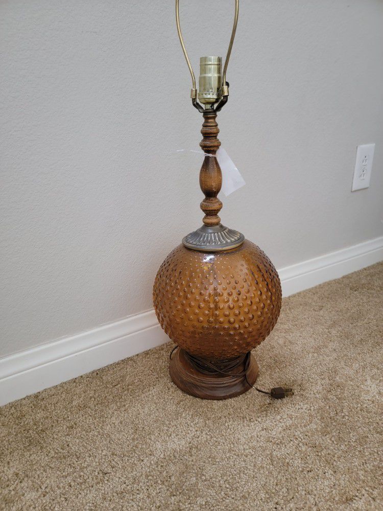 Vintage Amber Globe Hobnail Lamp Swag Lamp Conversion 