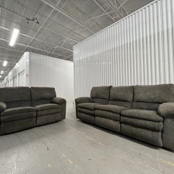 Ashley Gray Suede Reclinable Set (Couch & Loveseat) Free Delivery!