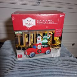 Santa In Red Vintage Truck Great Condition.