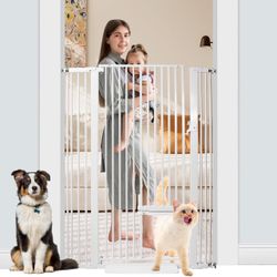 55” Extra Tall Pet Gate with Cat Door — White — New