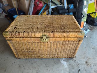 wicker and brass trunk