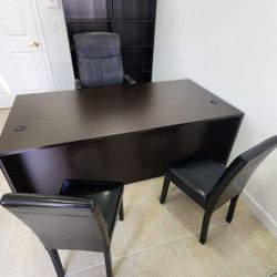 Package Deal, Complete Office Furniture With Desk, Chairs And Standing Shelves 