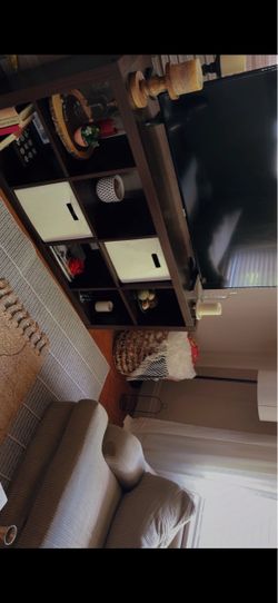 Dark Brown Wood Cube Storage Bookshelf