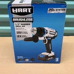 HART 20-Volt Brushless 1/2 Inch Hammer Drill, Power Tool