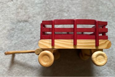 Wooden Toy Wagon with Red Slatted Sides