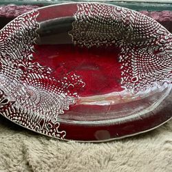 Handmade Original Vintage Bantam Tileworks Studio Art Pottery 12" Red Bowl