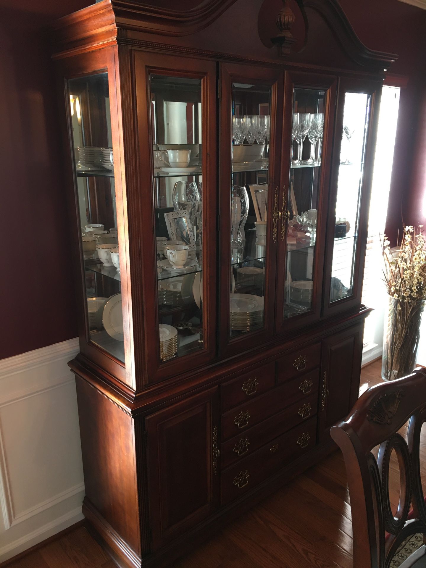 Dining table and china cabinet