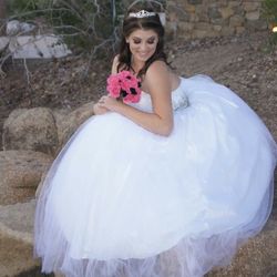 Wedding Dress, Veil, Shoes, All With Crystals