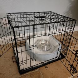 New 24" Dog Crate 2 Door Cat Cage With Black Bottom Tray Foldable Puppy Kennel Add A Bed & 2 Bowls $15  All New  Jaula De Mascota 