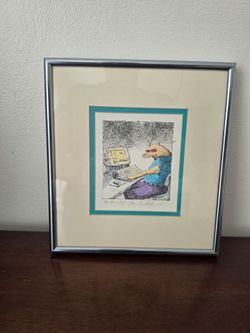 Bo Sterk Signed Lithograph "Monitor Hog" 1/20 Framed Rare Low Edition Pig Art