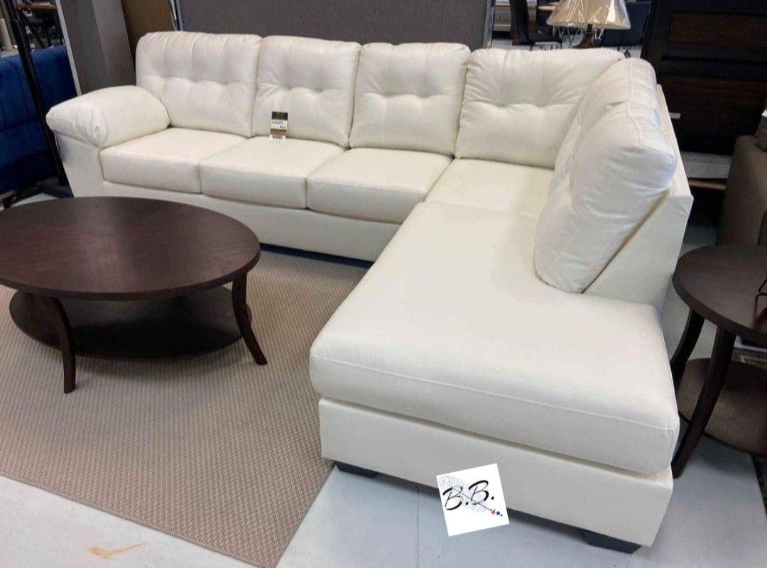 White Leather L Shape Sectional Couch With Chaise| Brown And Gray Color Options| Brand New Living Room Set 💥