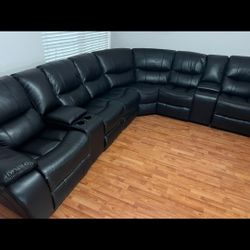 *Living Room Special!!!*---Stunning Madrid Black Leather Reclining Sectional Sofa---Delivery/$10 Down Financing🤭
