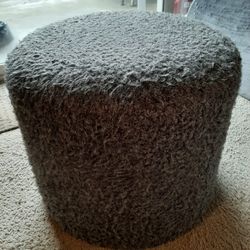 Large Round Gray Footstool 16x16in