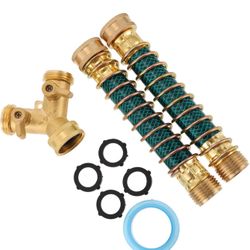 🔥Brand new 🔥 1Set Y Hose Splitter Way Adapter Garden Hose Connector for Faucet with Kink Protection Coils Durable Water Splitter with Precision Fitt