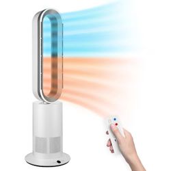 34 Inch Bladeless Tower Fan with Remove, Heater and Fan Combo for Indoor Use, Cooling Oscillating F