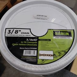 Baron 3/8" x 63' Grade 70 Transport Chain WLL 6600 Lbs - New Sealed Bucket