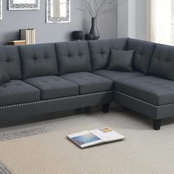 Brand New Dark Grey Sectional Sofa (Pillows Included)