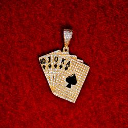 Glamorous Playing Cards Pendant 10K Yellow Gold 0.90ctw Diamond