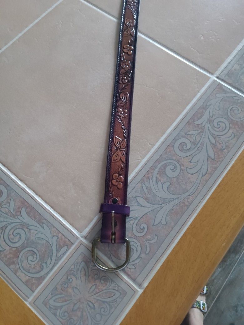 Purple Butterfly Leather Belt