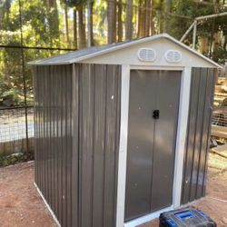 $250!!! Metal L 4’x W 6.5’ x H 6’ Storage Shed Yard Lawn Garden tools 4x6 storage