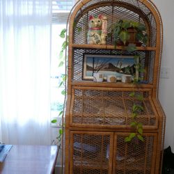 Midcentury Wicker Hutch