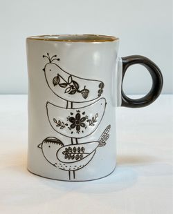 Stoneware Mug Coffee Tea Charming Three Little Birds | "I Love It" Ivory Stoneware Mug