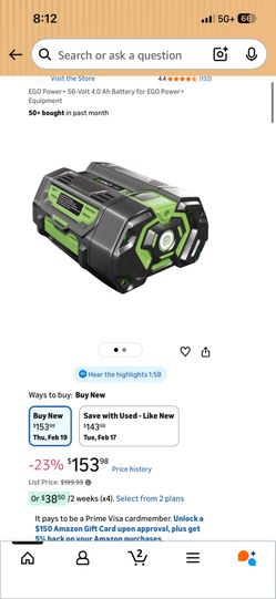 Ego Power Battery 4.0 Ah 