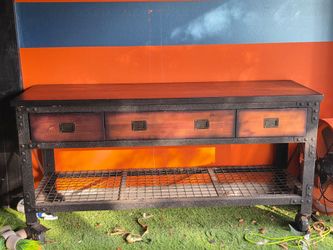2 identical wooden chests on wheels (package deal)