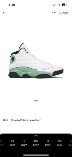 Air Jordan 13 Retro Size 11 1/2 White/Lucky Green – Black