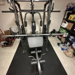 Vesta Fitness Smith Machine 2001 w/Bench Attachment | 230lb Bumpers Weights | 7ft Olympic Bar | Fitness | Gym Equipment | FREE DELIVERY 🚚 