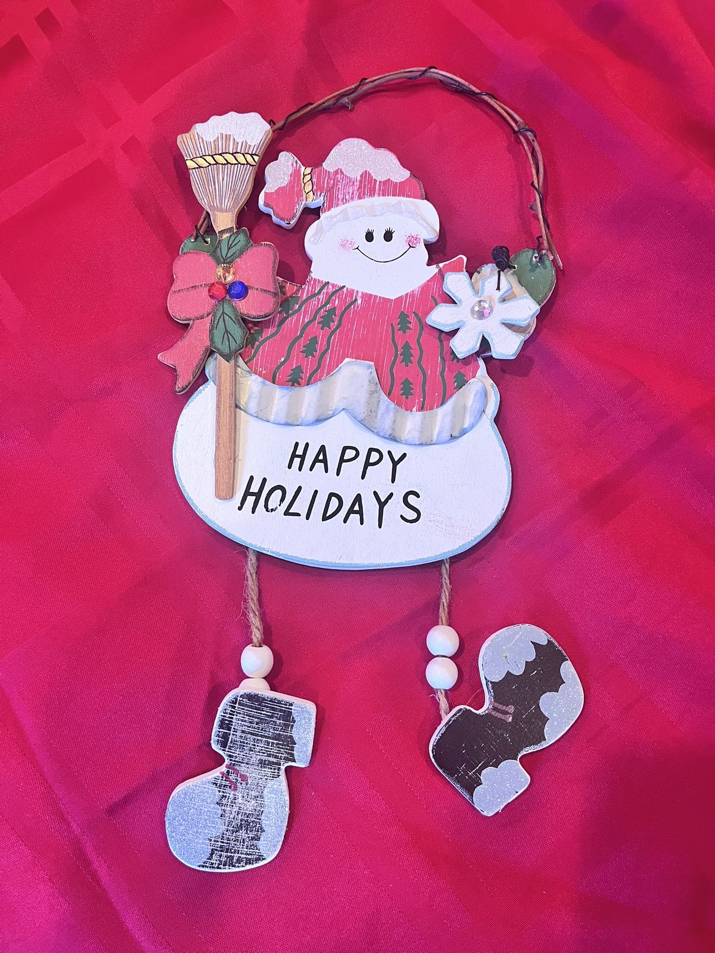 Wooden Santa Hanging Decoration - Christmas Wall or Door Ornament