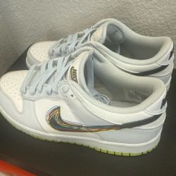 Nike Dunk Low White Multicolor Swoosh Sneakers
