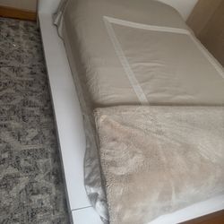 Queen bed, leather frame