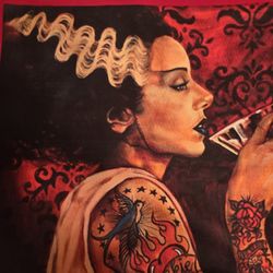 17" By 17" Bride Of Frankenstein Pillow Case 