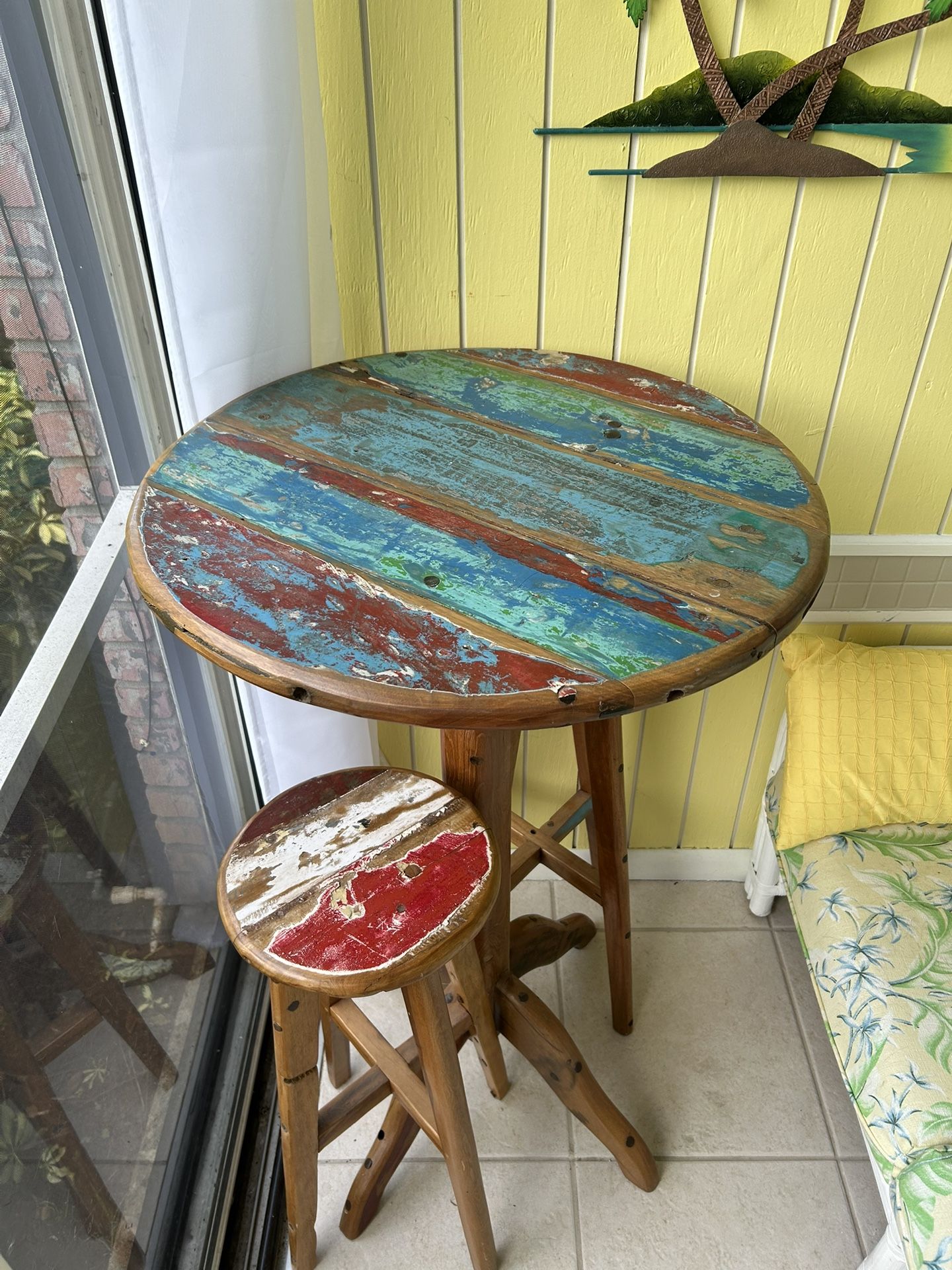 Teac High Top Table with two matching stools