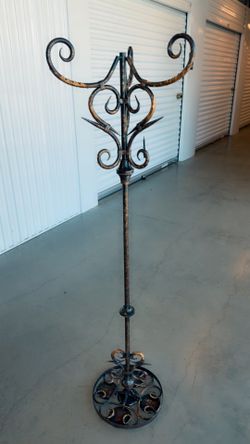 Vintage Wrought Iron Coat And Hat Rack