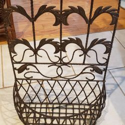 Large heavy vintage iron wall  pocket 25 tall 15 wide 8 deep