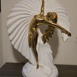 Italian Porcelain Lady Figurine with 24K Gold Accents