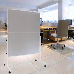 XIWODE 48" x 60" Gray Felt Bulletin Board Foldable Room Divider with Wheels