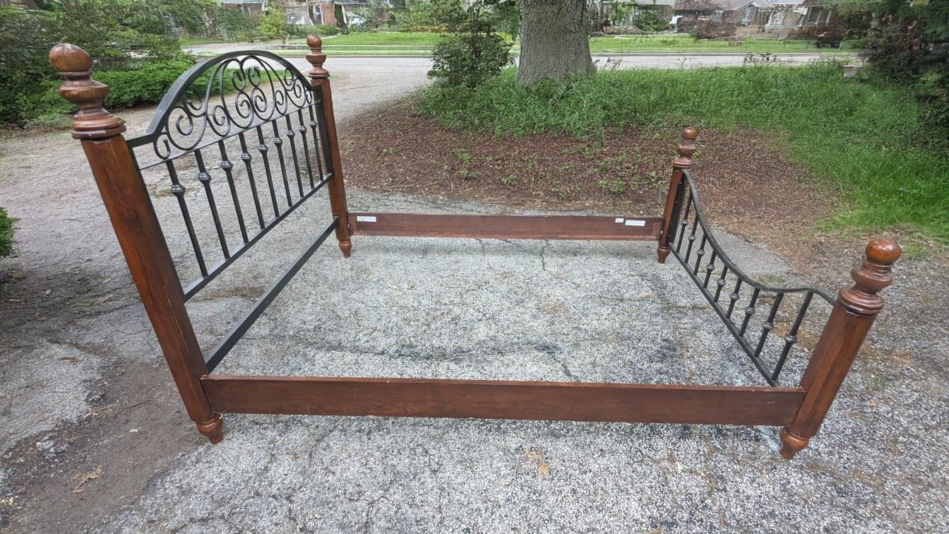 wood and metal bed frame