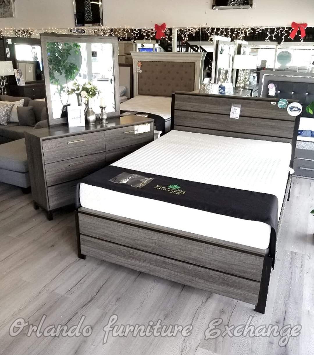$499!!! SALE❗ WE DELIVER! BRAND NEW GREY QUEEN BED FRAME DRESSER AND MIRROR!!!..