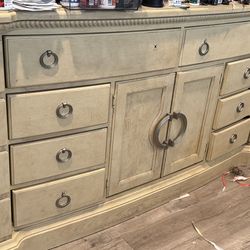 Cal king bed frame and dresser with mirror