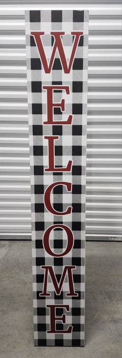 At Home Holiday WELCOME Porch Leaner Sign Buffalo Plaid