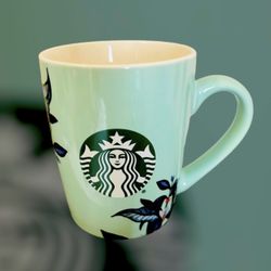 Starbucks Coffee 10oz Mint Green & Blue Floral Mug