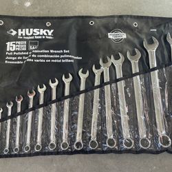 Husky 15pc Full Polished Combination Wrench Set