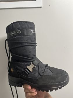 Coach Women’s Winter Snow Boots – Black Signature, Like New, Size 8